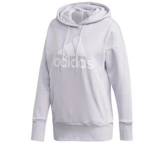 Adidas Badge of Sport Hoodie Women’s Med Purple Tint White NWOT Long Sweatshirt